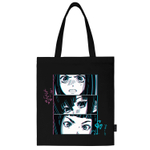Сумка шоппер BRAUBERG PREMIUM канвас 40х35 см на кнопке карман черный "Anime face" (2 штуки в упаковке)