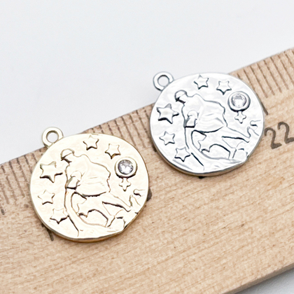 Подвеска Знак Зодиака Водолей, цвет золото, фианит, размер 16*14 мм, цена за 1 шт