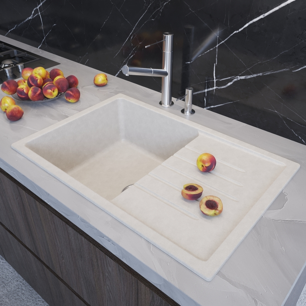 Мойка ML-GM19 КОМФОРТ с крылом, ультра-белая (341), 750*500*200мм