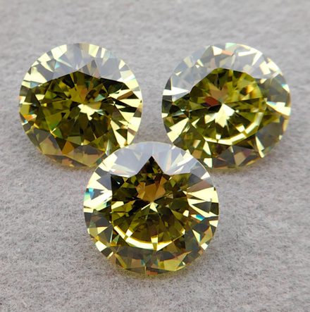 Фианит круглый, Olive Yellow