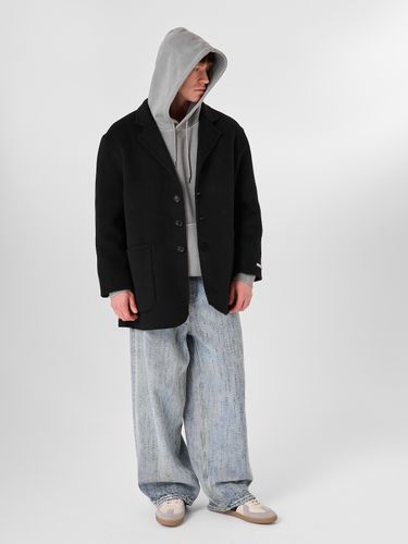 Черное шерстяное полупальто HEATHEN