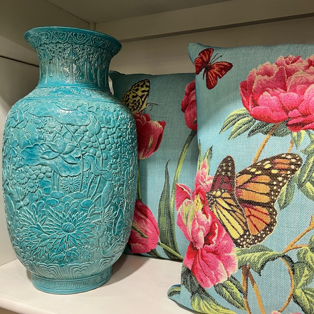 Ваза Цветы бирюзовая 40 см