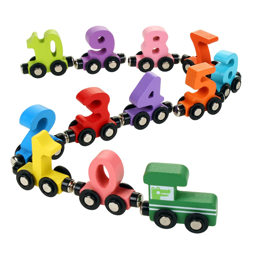 Развивающая игрушка деревянная Машинки для дороги 12 шт в коробке с цифрами, коробка C-41810