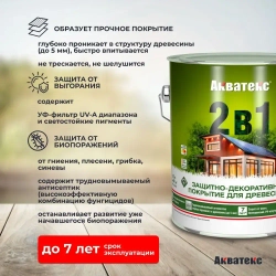 Защитно-декоративное покрытие для дерева Акватекс 2 в 1, полуматовое, 2,7 л, орех