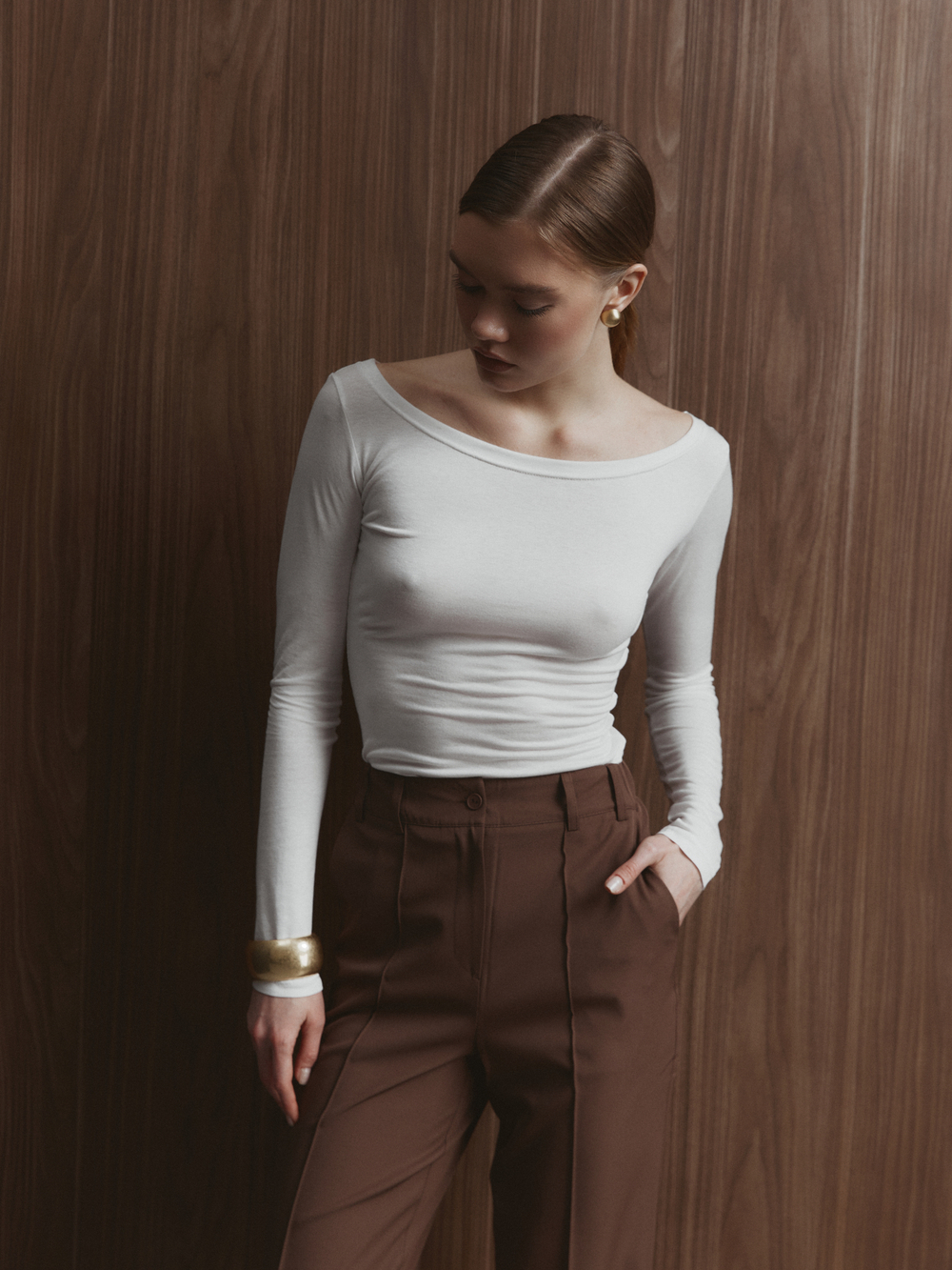 Брюки прямые, цвет шоколадный