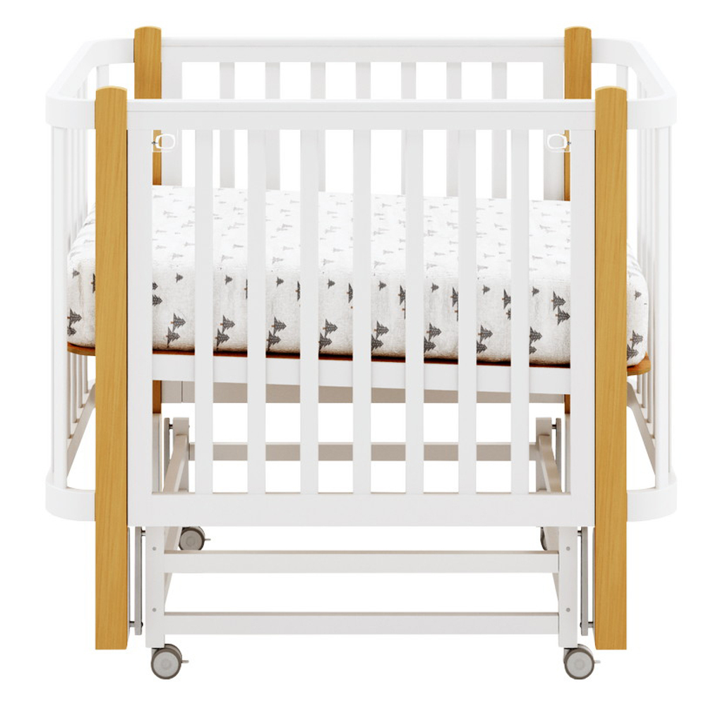 Кроватка детская Antemi Terra Light NEW с маятником НИК 17 б/д белый/дерево