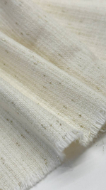 Твид хлопок с люрексом молочный с золотыми вкраплениями