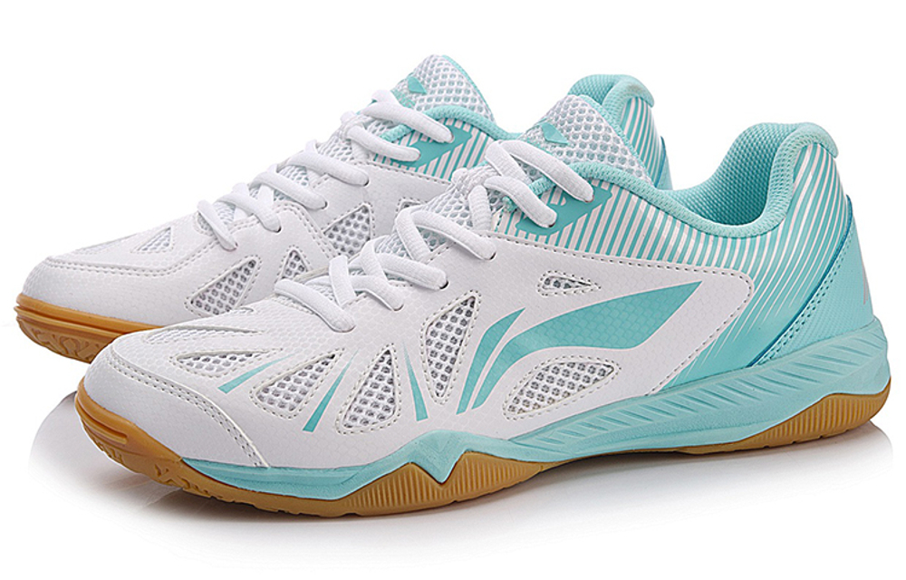 Li Ning Storage Textile, Synthetic Leather Cushioning Support Balance Low top Training Shoes Women"s White Blue