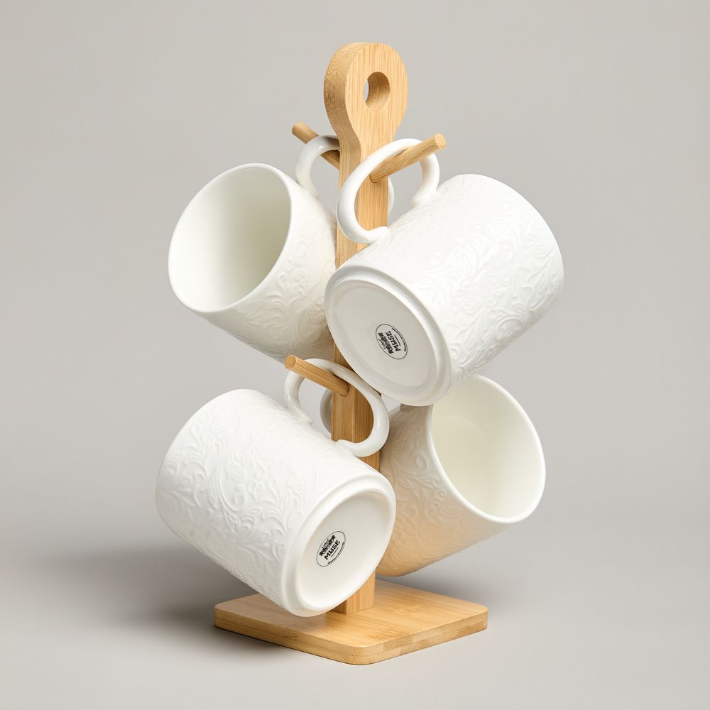 НАБОР КРУЖЕК LEFARD "MUSE" 4 ШТ. 380 МЛ НА ДЕР. ПОДСТАВКЕ