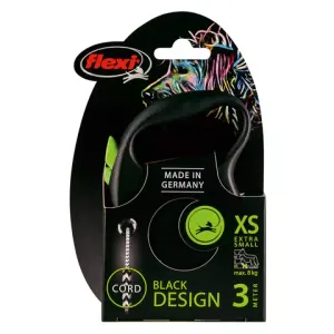 Flexi рулетка Black Design XS (до 8кг) 3м трос черный/зеленый