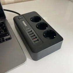 Сетевой фильтр с предохранителем, быстрая usb и type-c зарядка, пилот удлинитель для компьютера с заземлением, 2 метра