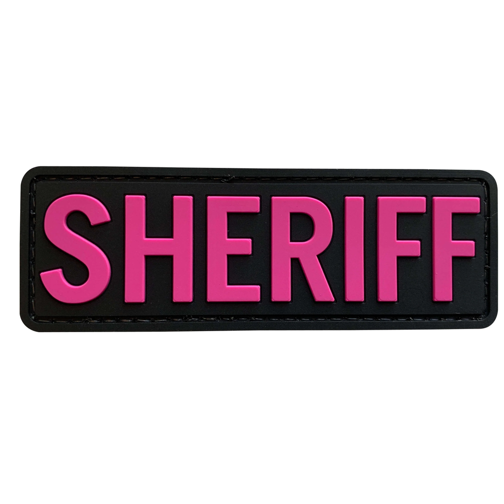 Шеврон Sheriff 7,5х21 см PVC. Чёрный с розовым