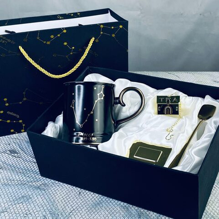 Lenardi 106-301 Кружка 360мл с ложкой и фильтром РЫБЫ в под.уп.(х12)Фарфор