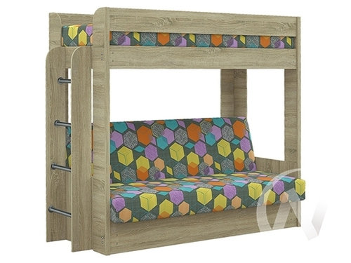 Диван-кровать двухъярусный КМ.009.01-016-00 (дуб сонома/GEOMETRY MULTY 1 Вариант)