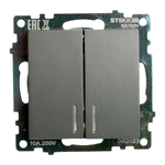 Выключатель 2-клавишный c индикатором (механизм) 250В, 10А, серия Катрин, графит, GLS10-7102-06 49409