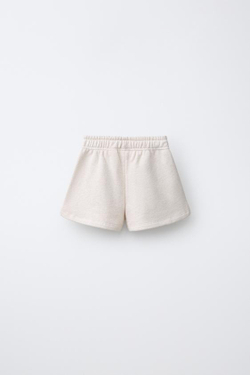 ZARA ШОРТЫ-ДЖОГГЕРЫ ИЗ МЯГКОЙ ТКАНИ, ПЕСОЧНЫЙ МЕЛАНЖ