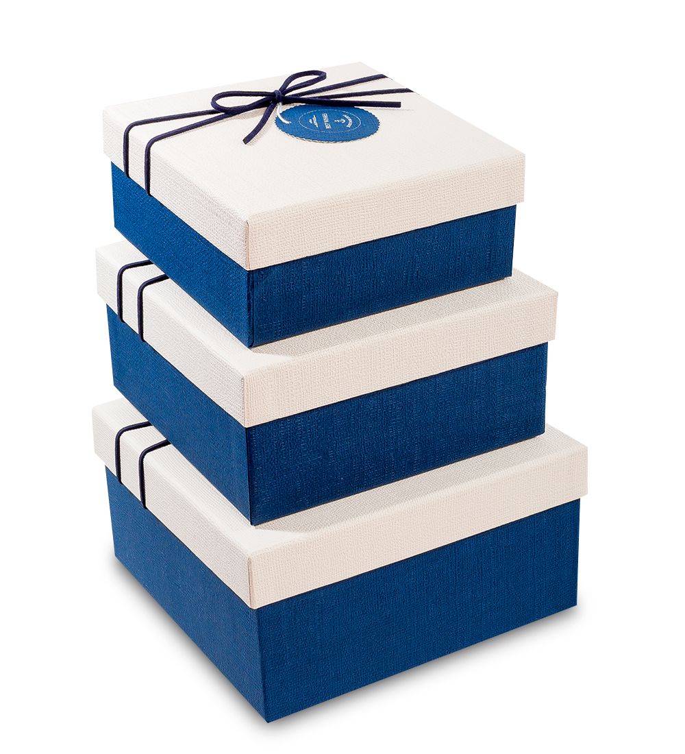 WF-31-B Набор коробок из 3шт «Прямоугольник» цв.син./бел.
