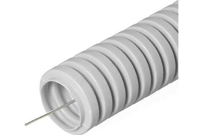 Труба гофрированная с зондом D50 ПВХ серая 15м/уп Строитель