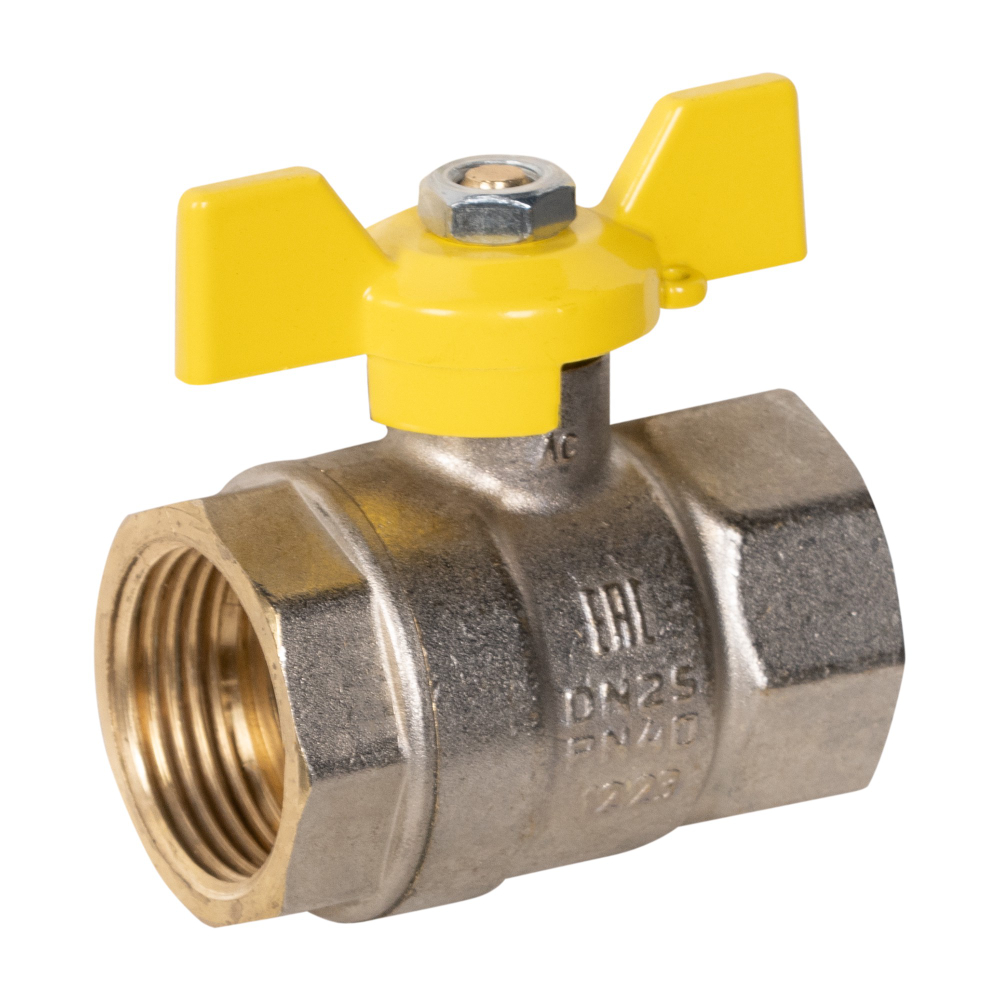 Кран шаровой латунный LD Pride 47.25.В-В.Б GAS Ду25 Ру40 (бабочка)