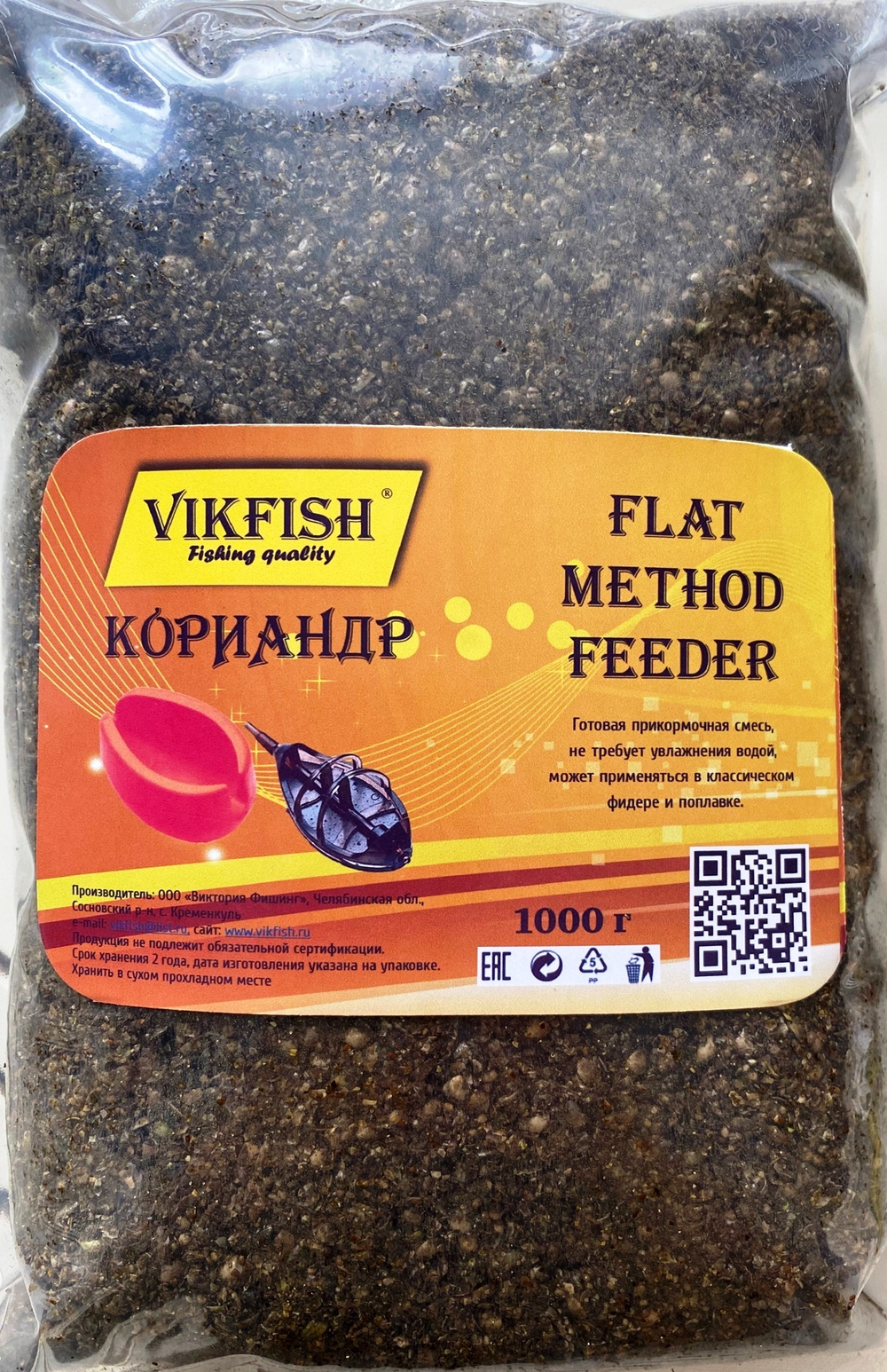 Прикормка VIKFISH  FLAT METHOD FEEDER           Кориандр 1000г