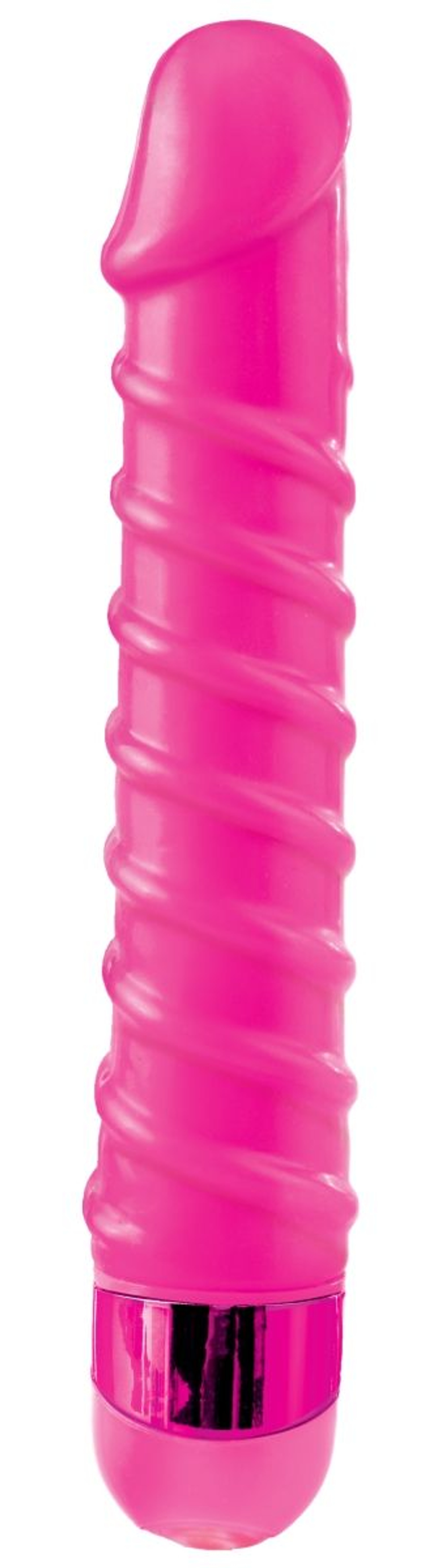 Розовый вибромассажер с винтовыми ребрышками Candy Twirl Massager - 16,5 см. (Цвет: розовый)