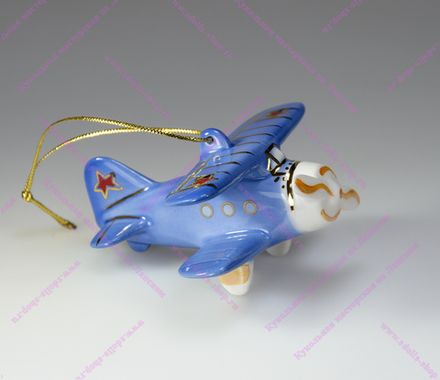 Фарфоровая ёлочная игрушка Самолет Кукурузник