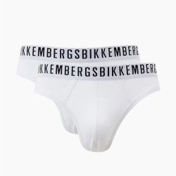 Мужские трусы брифы белые набор 2 в 1 Bikkembergs CLASSIC BKK1USP02BI