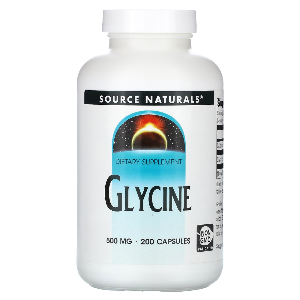 Source Naturals, глицин, 200 капсул (500 мг в 1 капсуле)