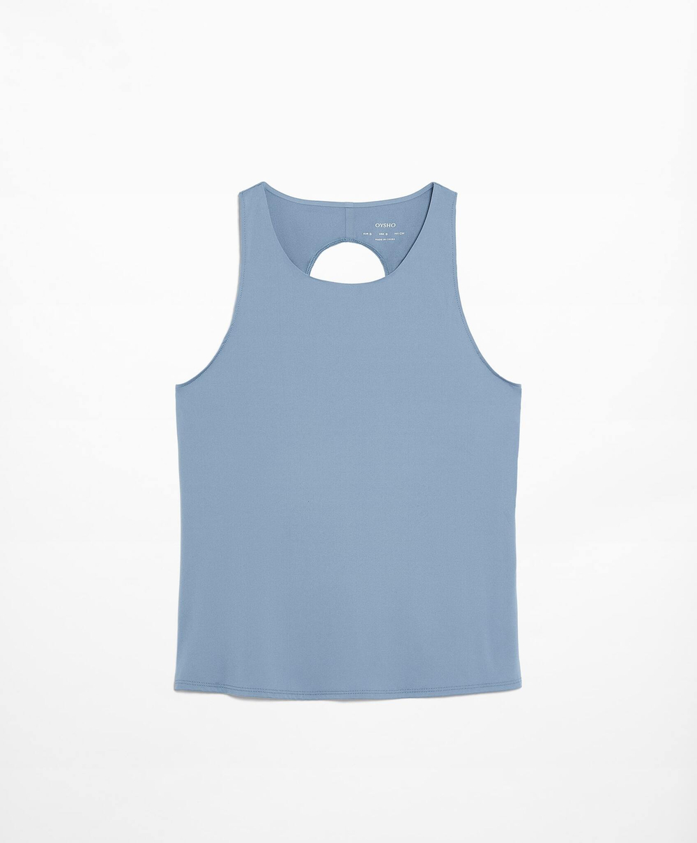 Oysho Футболка комфортлюкс с перекрестной спиной, туманный синий