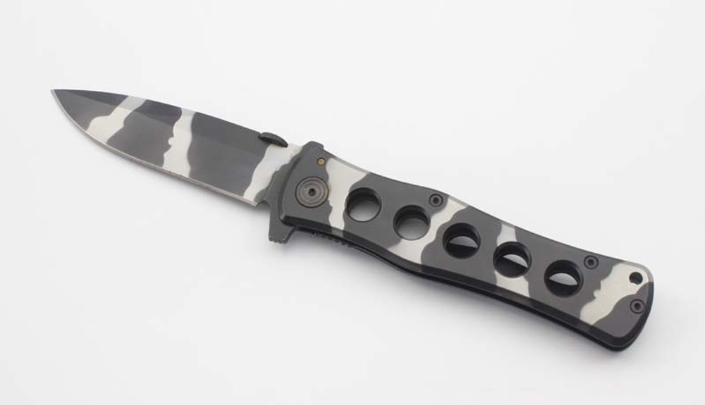 Мужской брутальный полностью стальной камуфляжный складной нож в военном стиле с клинком 90 мм в коробке Stinger FK-S026