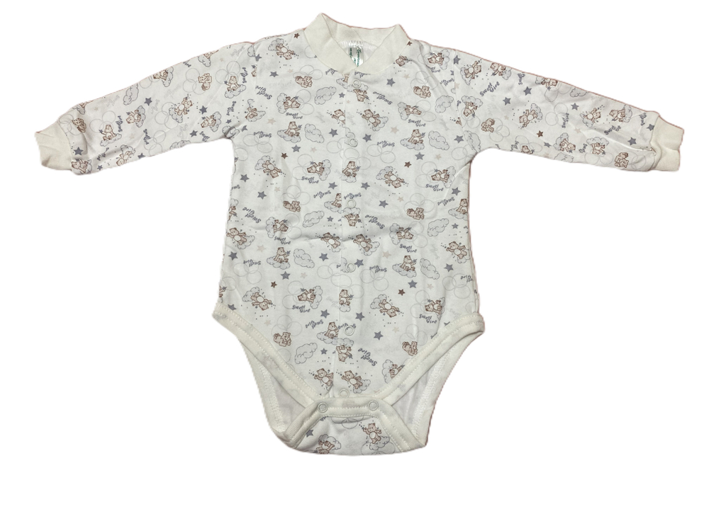 Боди с длинным рукавом на кнопках из футера (100% хлопок с начесом) на рост 74 см