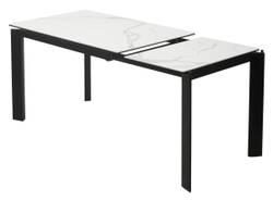 Стол CORNER 120 MATTE STATUARIO Белый мрамор матовый керамика, стекло/ черный каркас, ®DISAUR