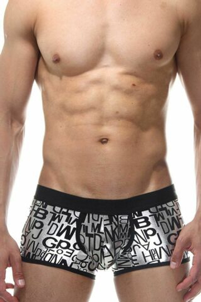 Мужские серебристые трусы-боксеры с принтом (Размер: XL) (Цвет: серебристый)