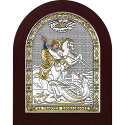 Великомученик Георгий Победоносец. Икона в серебряном окладе.