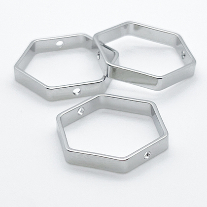 Коннектор-рамка Шестигранник, цвет серебро (родий), размер 18*20 мм, цена за 1 шт