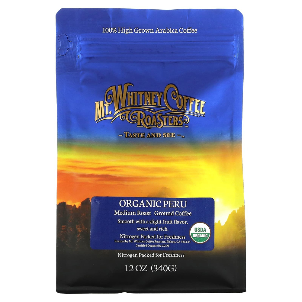 Mt. Whitney Coffee Roasters, органический кофе из Перу, молотый кофе, средней обжарки, 340 г (12 унций)