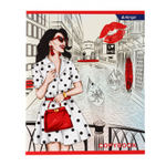 Тетрадь 48л., А5, клетка, Alingar "Girls in the city", скрепка, мелованный картон (стандарт), выб УФ лак, блок офсет, 4 дизайна в пленке т/у