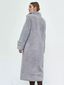 Искусственная зимняя эко шуба чебурашка, серая, Северина