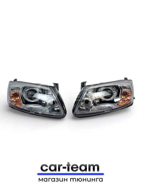 Фары на Лада Гранта передние с Bi LED модулями 3.0 дюйма, хром маска (под ключ)