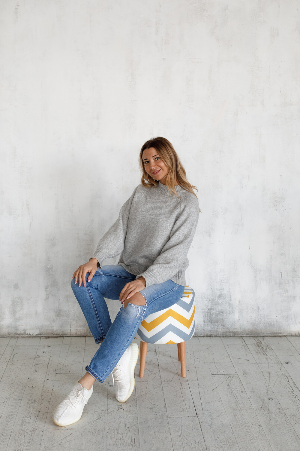 Пуф Лекко Скандинавия Желто-Серый