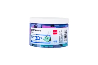 Зажим д/бумаг 32мм цветные Deli 24 шт., пласт.туба E8553S