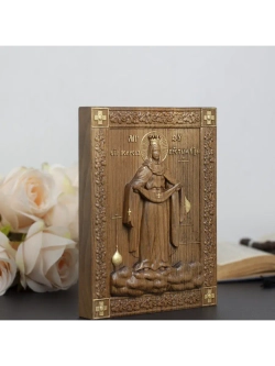 Покров Пресвятой Богородицы икона деревянная резная, бук