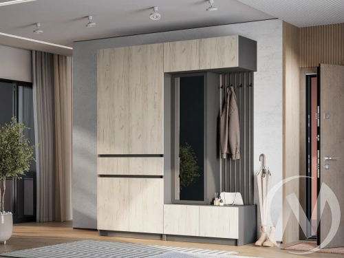 Прихожая "Багира" (графит/крафт белый) Комплектация 2