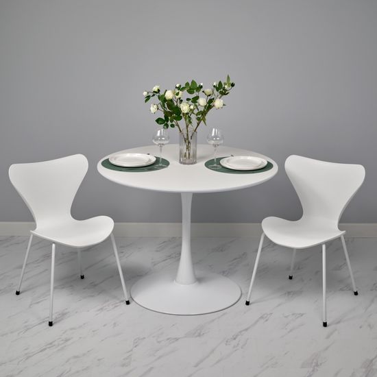 Комплект из 4-х стульев Seven Style белый с белыми ножками