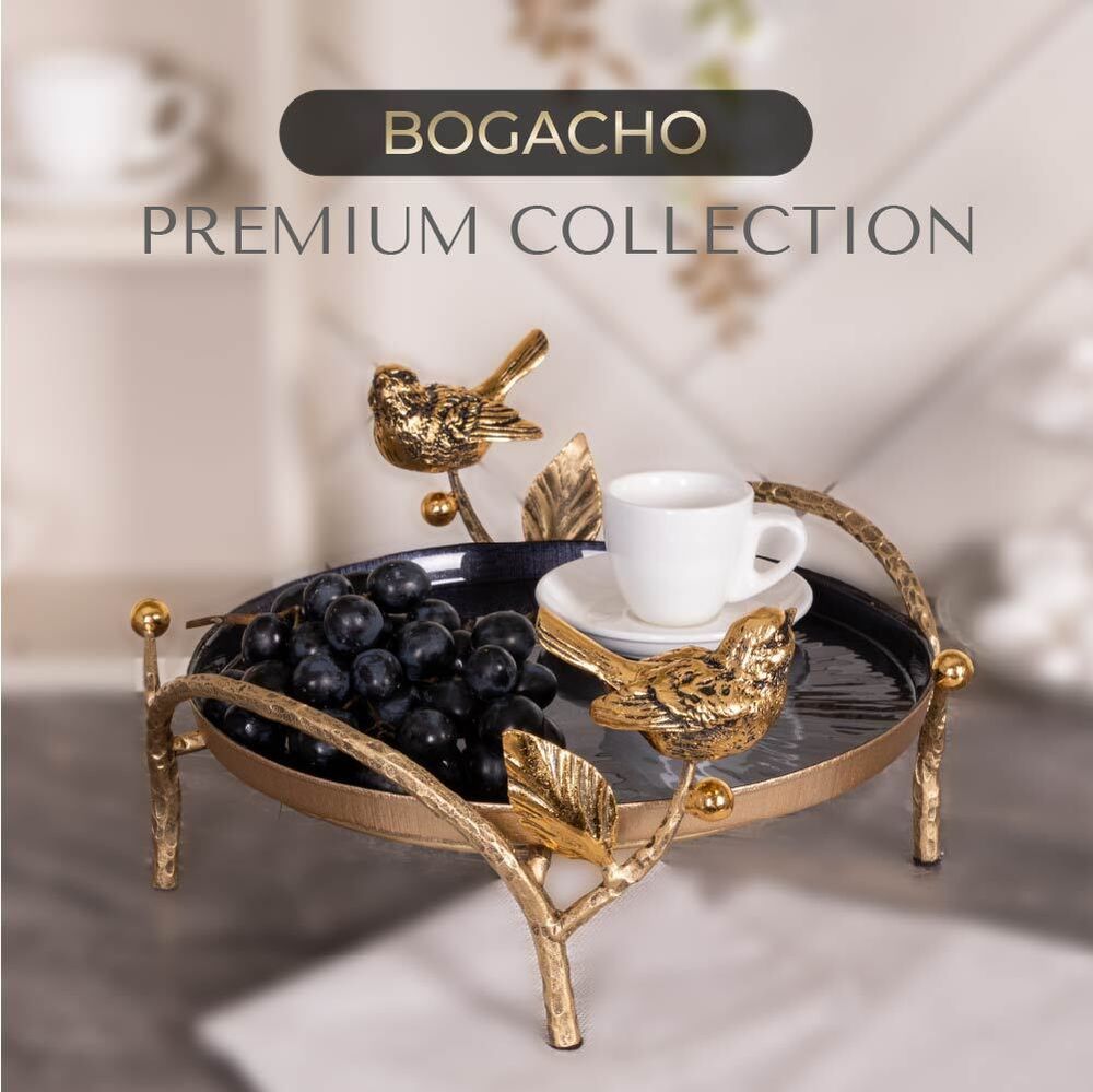 Фруктовница-конфетница Терра (поднос) Бронза Синий