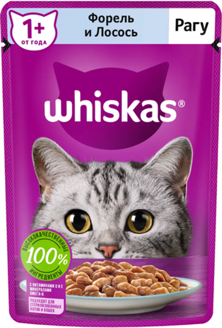 Whiskas рагу Форель-Лосось 75г.*28шт.