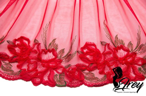 05-79 Вышивка на неэл. сетке 20 см, красный/зеленый (левая)