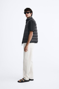 ZARA СТЕГАНЫЙ ЖИЛЕТ, ЧЕРНЫЙ