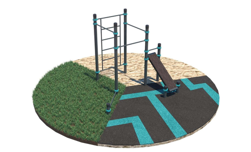 Воркаут-комплекс: 3 турника, шведская стенка, перекладина для отжиманий и наклонная скамья