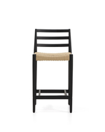 Полубарный стул Analy из массива дуба в черной отделке и веревочным сиденьем 65 см